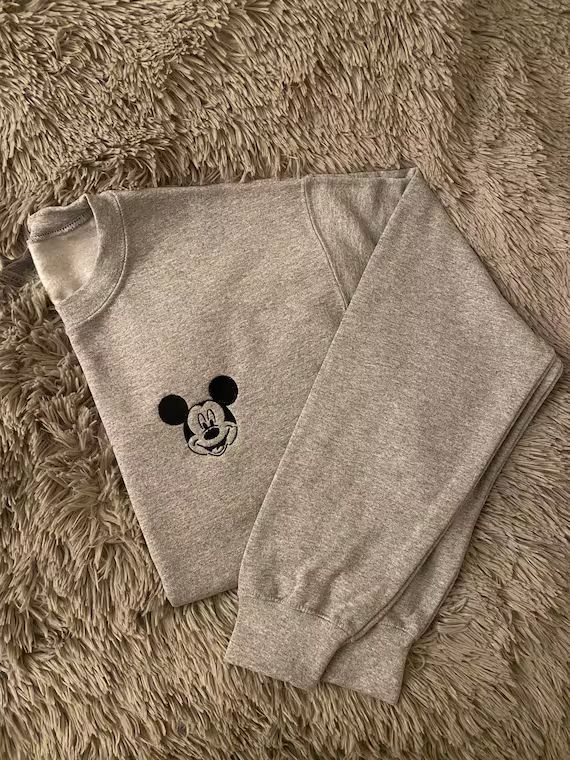 Mickey Mouse embroidered sweatshirt, embroidered crewneck, embroidered sweatshirt, Disney crewnec... | Etsy (US)