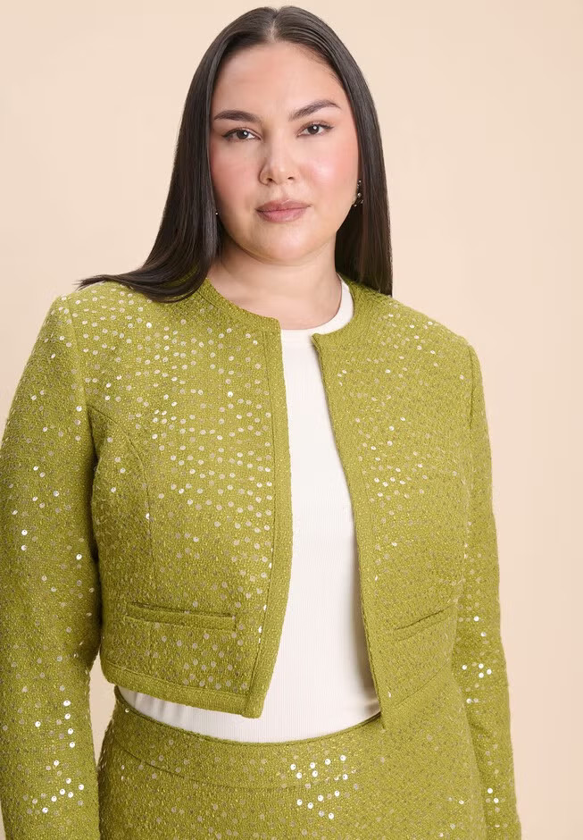 Sequin Tweed Jacket | Eloquii