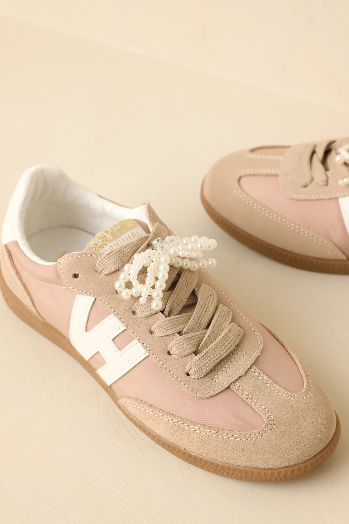 Vintage Havana Nadia Taupe Suede Lace-Up Sneakers | Red Dress