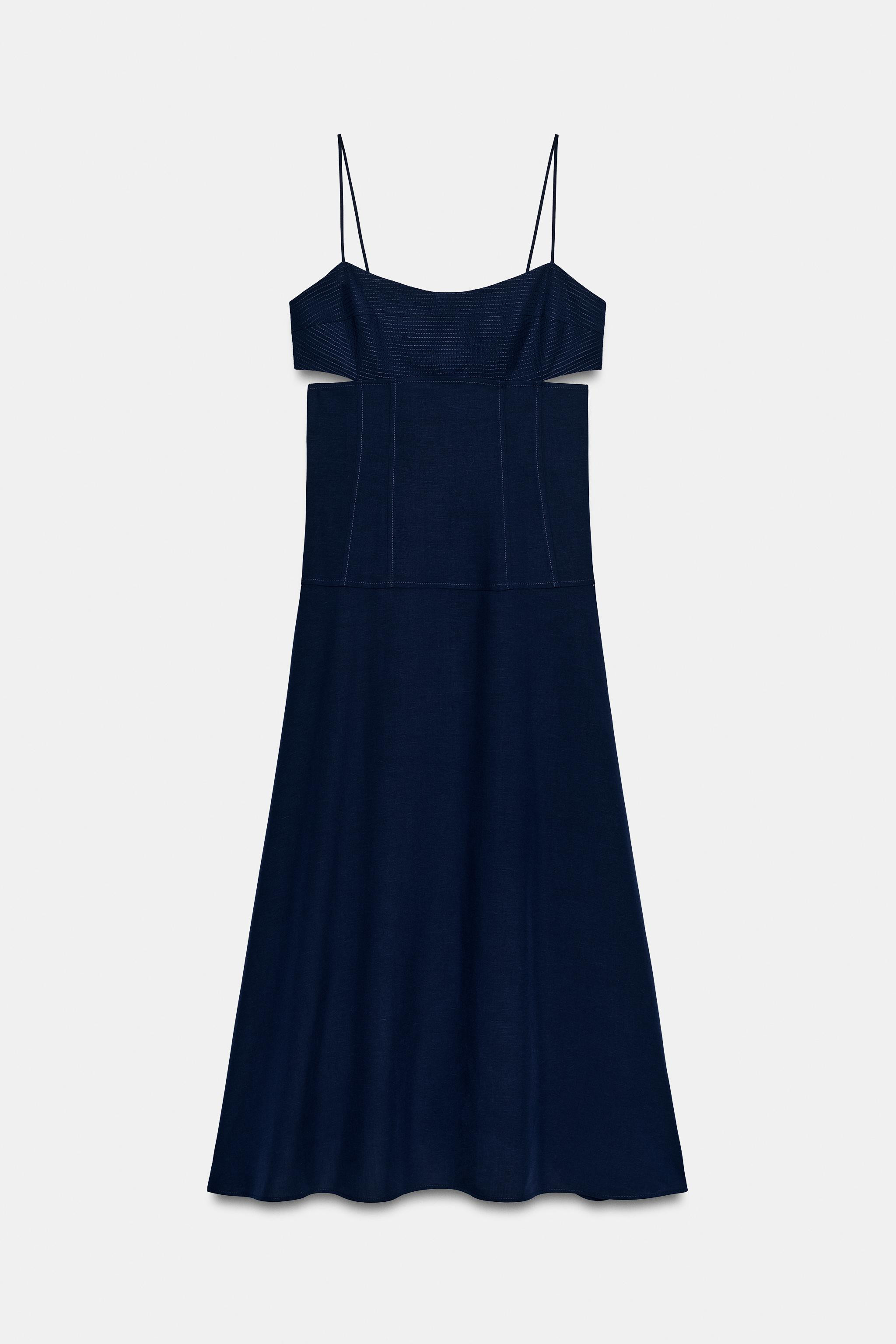 CUT-OUT STRAPPY MIDI DRESS | Zara UK