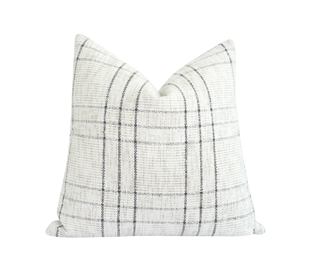 Chalk Chenille Pillow Cover Tartan Pillow Cover Farmhouse - Etsy | Etsy (US)