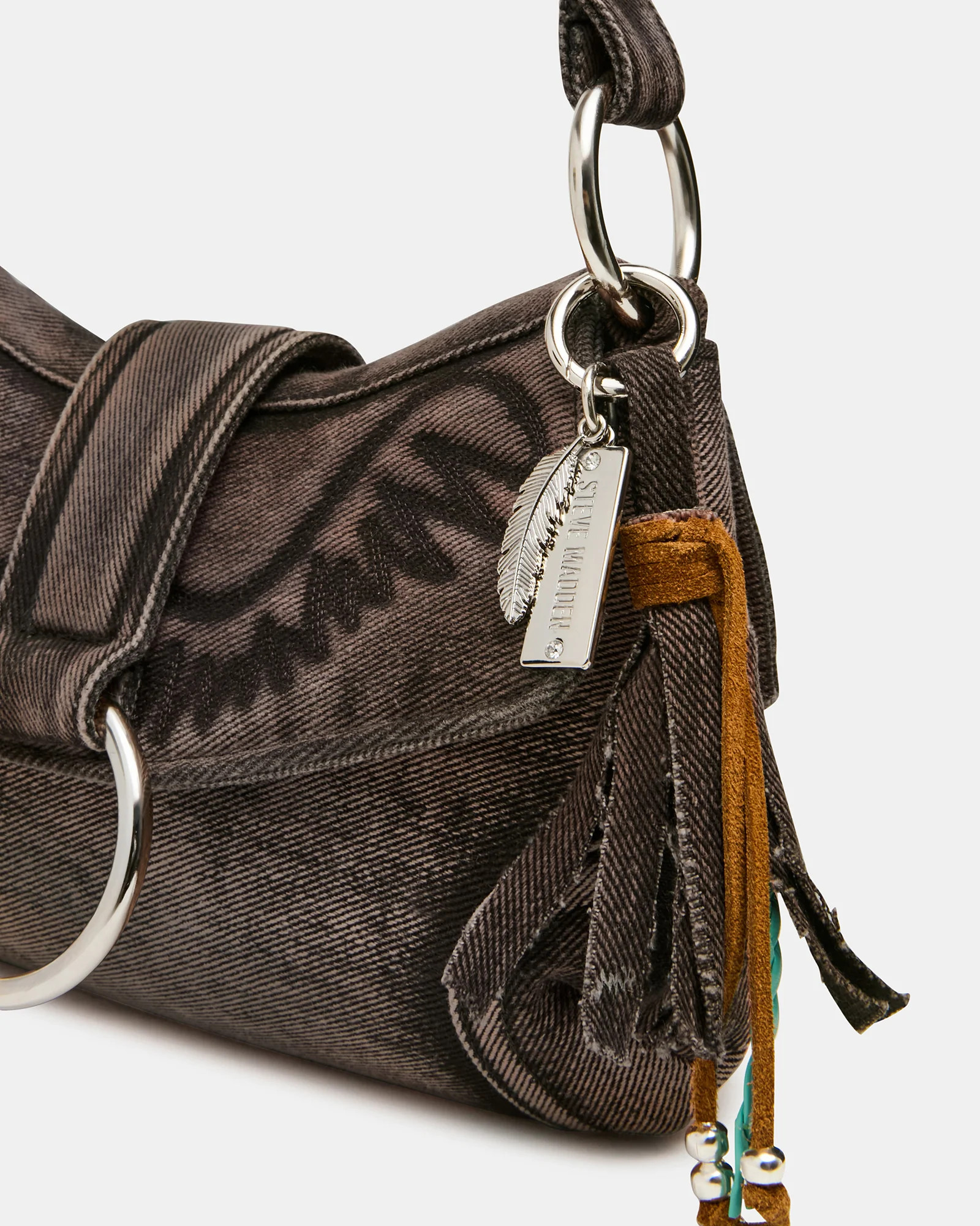ALBANY Bag Tan Denim Western-Inspired Denim Shoulder Handbag | Steve Madden (US)