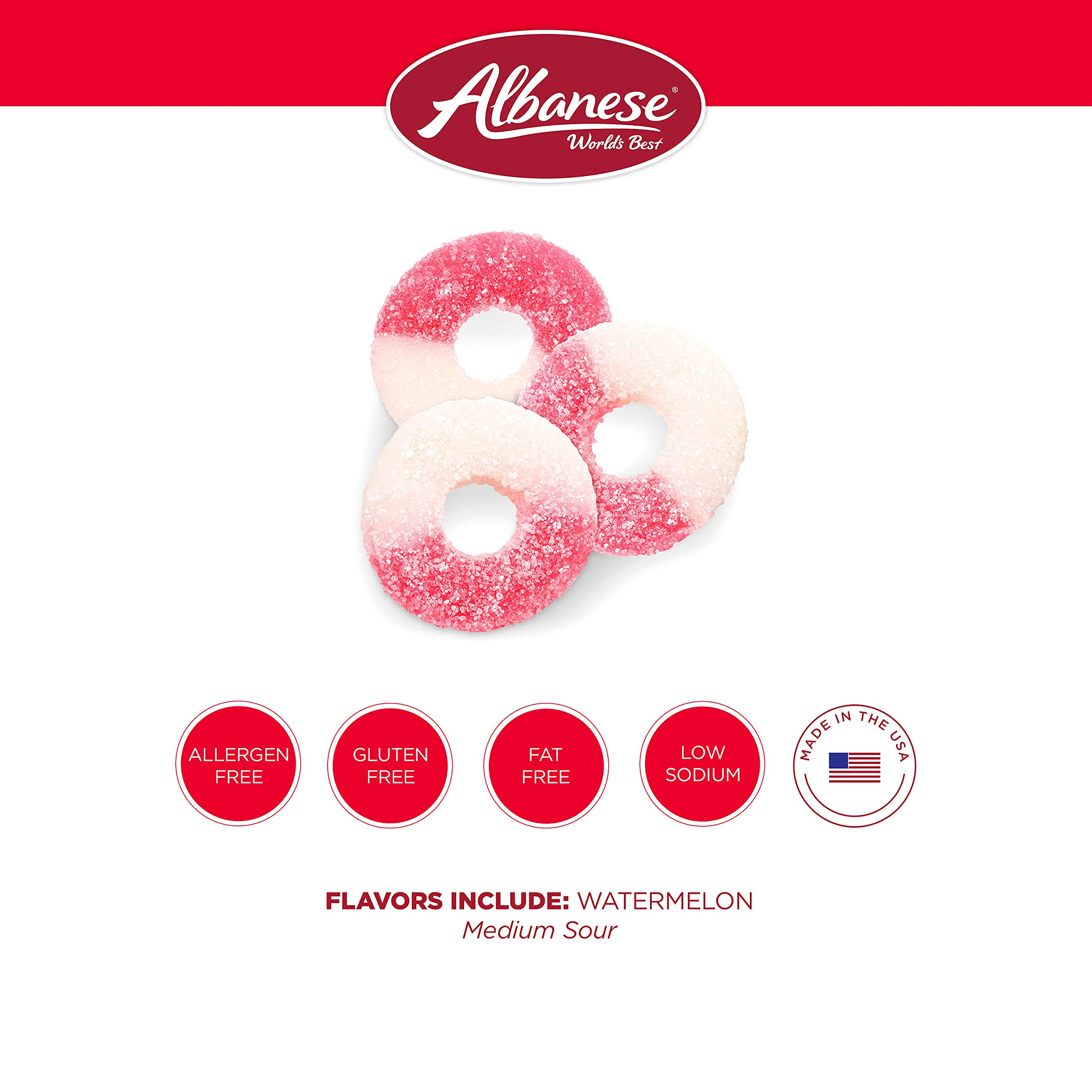 Albanese World's Best Gummi Watermelon Rings, 4.5lbs of Candy | Amazon (US)