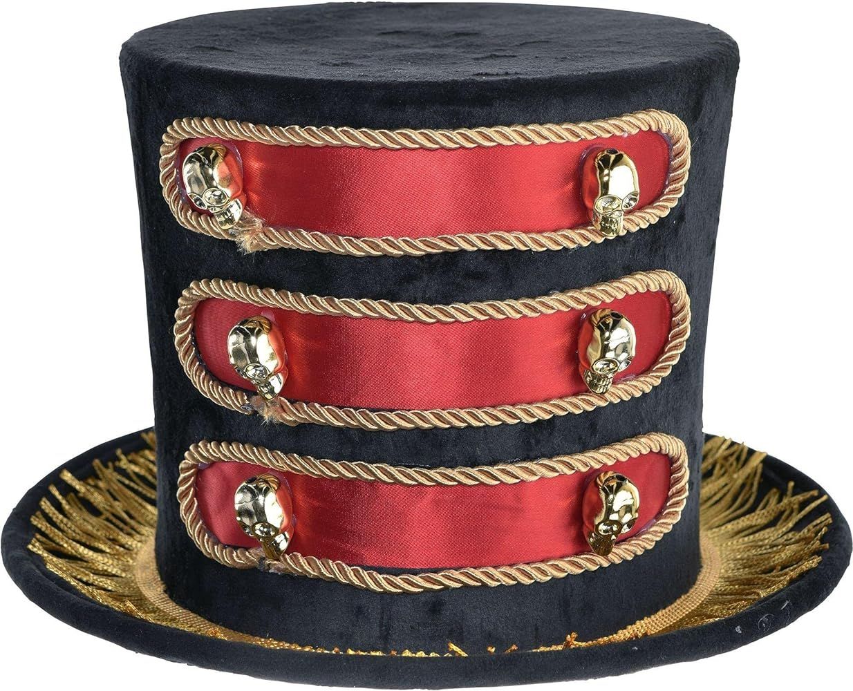 Amscan Ringmaster Top Hat Costume Accessory - One Size (Pack of 1) - Black & Red Design, Perfect ... | Amazon (US)