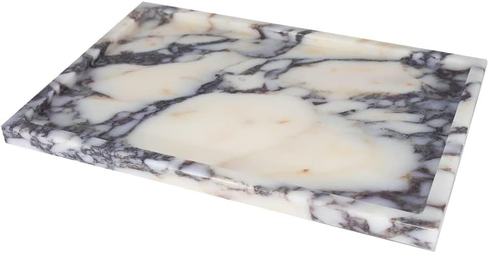 Real Luxurious Natural Marble Vanity Tray Genuine Marble/Stone Storage Tray for Home Decor Bathroom/Kitchen/Vanity/Dresser Non-Resin/Non-Ceramic | Amazon (US)