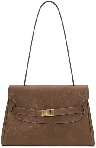 ALEX&MIA Suede Shoulder Bag for Women, Flap Crossbody Purse with Gold-Tone Lock, Vintage Bag for ... | Amazon (US)