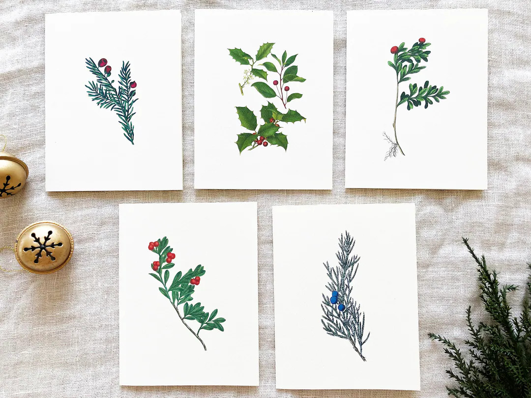 Minimalist Holiday Cards Variety Pack - Set of 5 With Envelopes - Etsy | Etsy (US)