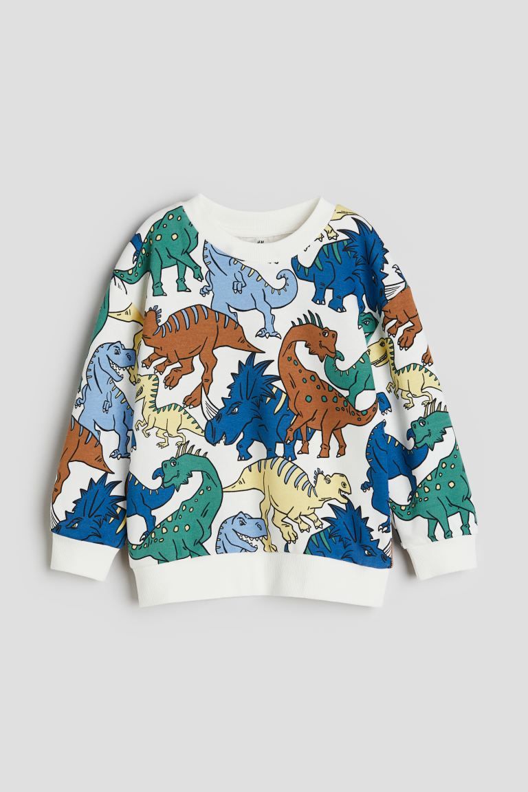 Sweatshirt - White/dinosaurs - Kids | H&M US | H&M (US + CA)