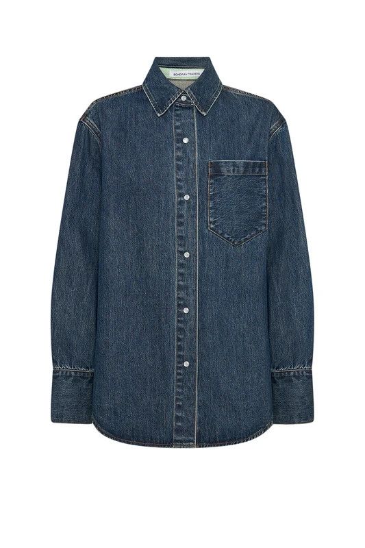 Denim Classic Easy Fit Shirt In Dark Blue | Bohemian Traders