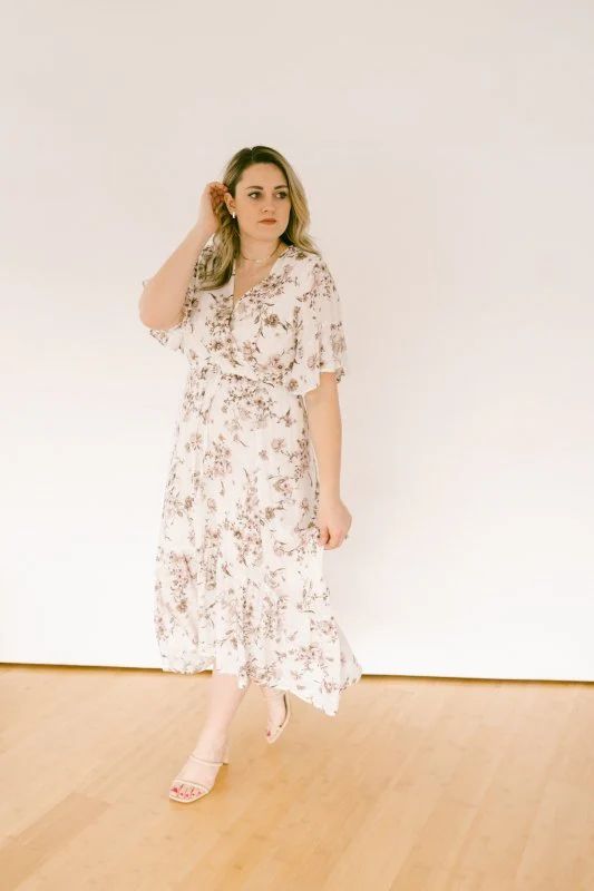 Flutter My Heart Surplice Midi Dress with Slit | Riah Jane & Co