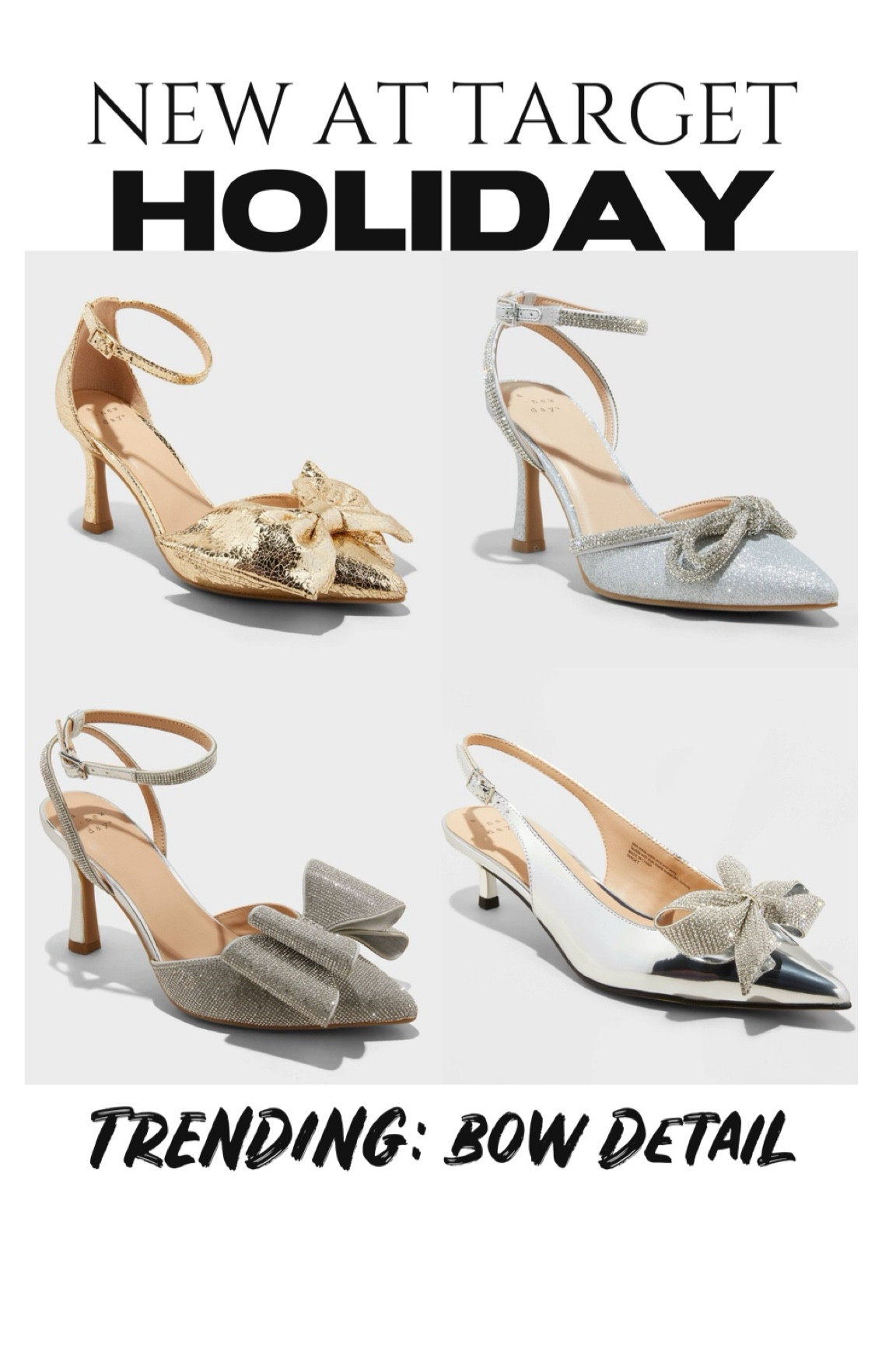 New at Target 🎯 
Holiday heels with bow details 👠 

#LTKStyleTip #LTKShoeCrush #LTKFindsUnder50