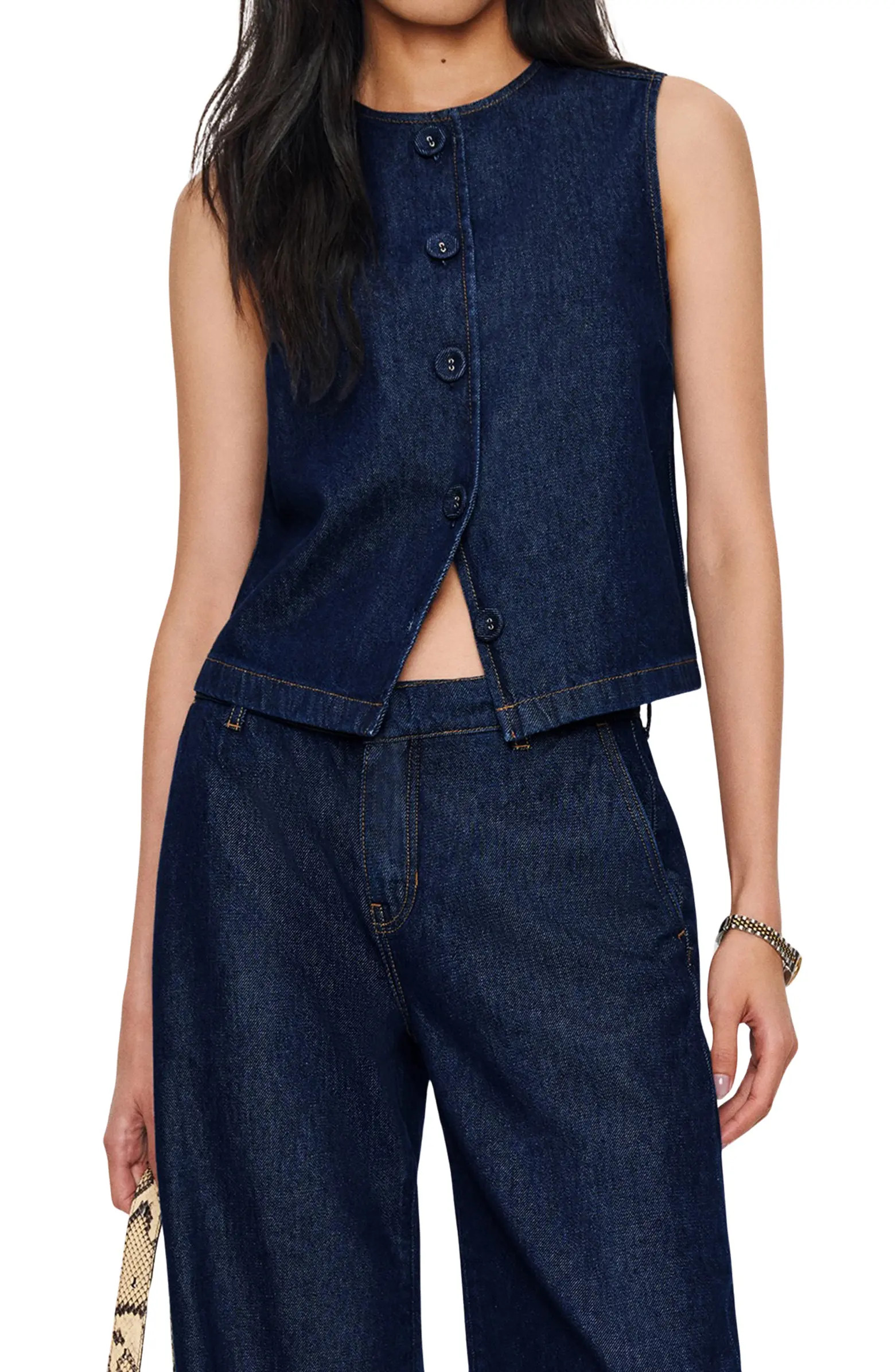 Reformation Bonnie Crop Denim Vest | Nordstrom | Nordstrom