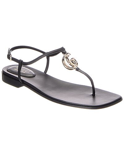 Gucci GG Leather Flat Sandal | Gilt & Gilt City