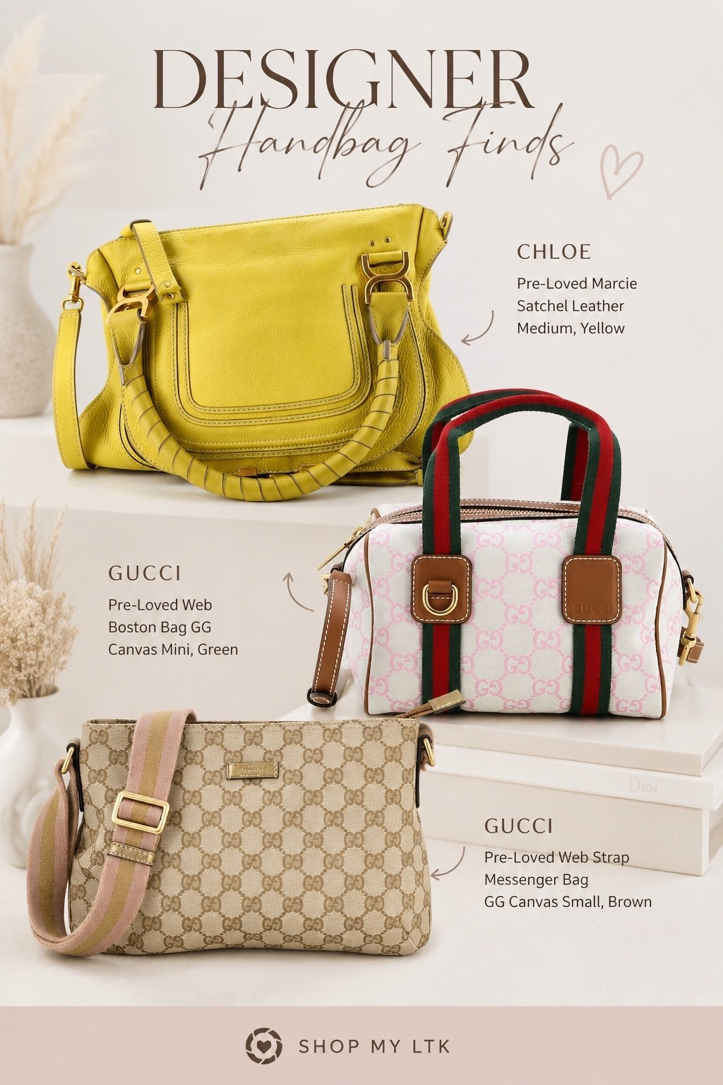 Luxury for less? Yes, please. 🤍👜

Amazon Luxury has some incredible pre-loved designer bags at a fraction of retail prices, and I’m seriously obsessed. The yellow Chloe Marcie has completely stolen my heart 💛 — it’s the perfect pop of color for summer and such a timeless silhouette.

Now I need your help… which one would you choose? The sunny Chloe, the pink Gucci Boston, or the classic Gucci messenger? 👀

Linking these designer finds and more luxury treasures worth stalking before they’re gone! ✨

#LTKStyleTip #LTKItBag #DesignerBags #AmazonLuxury #LuxuryForLess #PreLovedLuxury #ChloeBag #GucciBag #LTKFashion #HandbagObsessed