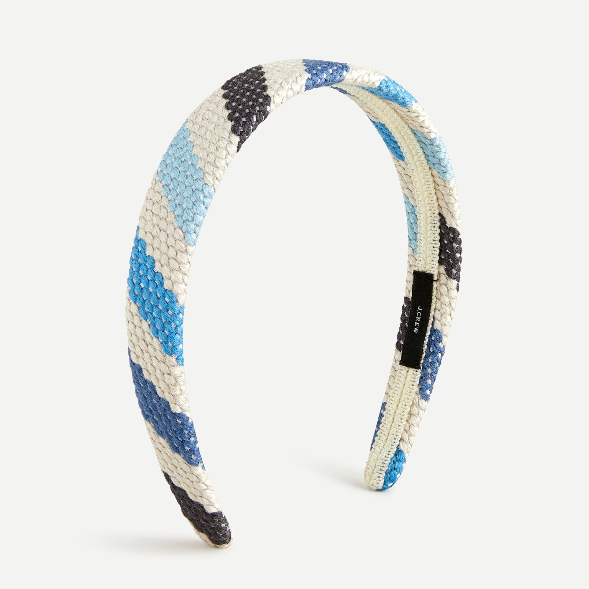 Woven straw headband in blue stripe | J.Crew US