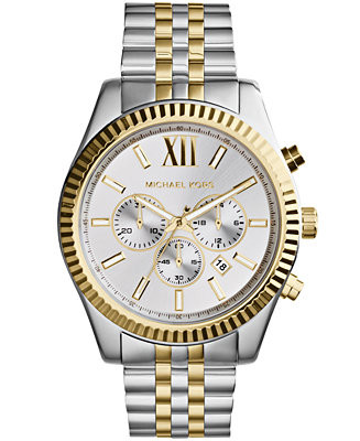 Michael Kors Men's Chronograph Lexington Two-Tone Stainless Steel Watch 45mm MK8344 - Macy's | Macy's