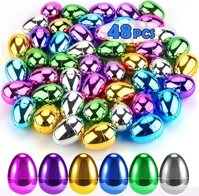 CPPSLEE 48 PCS Plastic Easter Eggs, Easter Basket Stuffers for Toddler Kids Baby Boys Girls Teens... | Amazon (US)