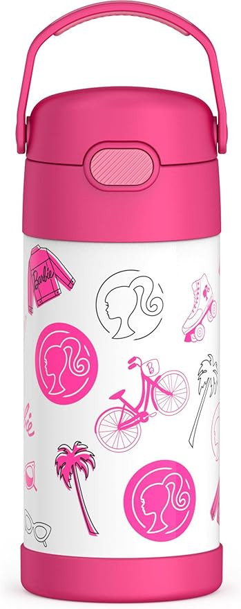 THERMOS FUNTAINER 12 Ounce Stainless Steel Vacuum Insulated Kids Straw Bottle, Barbie | Amazon (US)