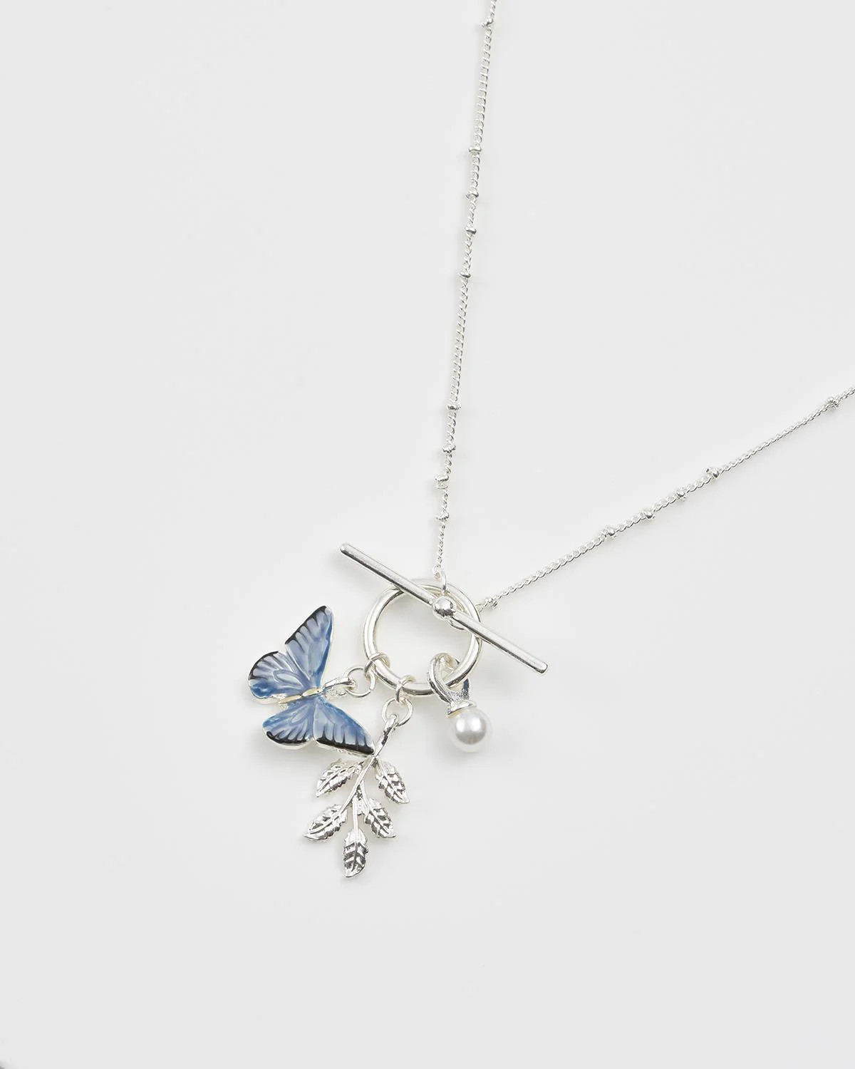 Blue Butterfly Silver Necklace | Fable England
