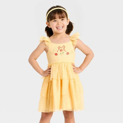 Toddler Girls' Disney Beauty & the Beast Belle Tulle Cosplay Ballerina Dress - Yellow 2T | Target