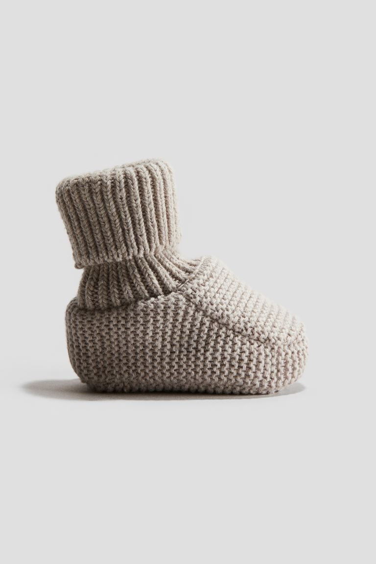 Cotton Knit Booties - Light beige - Kids | H&M AU | H&M (AU)