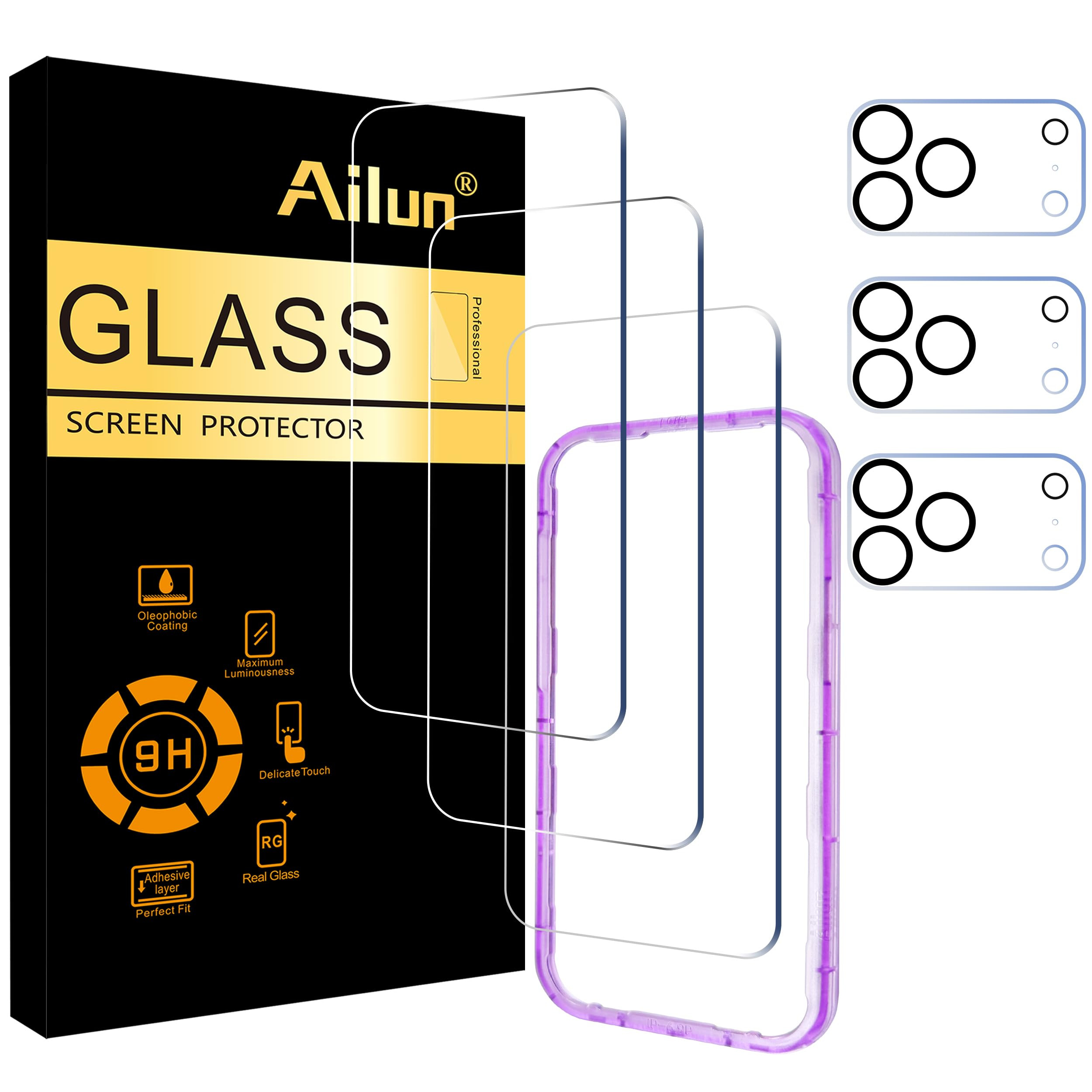 Ailun 3 Pack Screen Protector for iPhone 17 Pro Max [6.9 inch] + 3 Pack Camera Lens Protector wit... | Amazon (US)