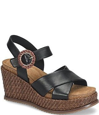 Sofft Dorathy Leather Banded Platform Woven Wedge Sandals - 11 | Dillard's