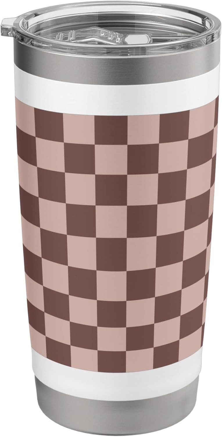 Brown Checkerboard Pattern, Checkered Stainless Steel Insulated Tumbler | Amazon (US)