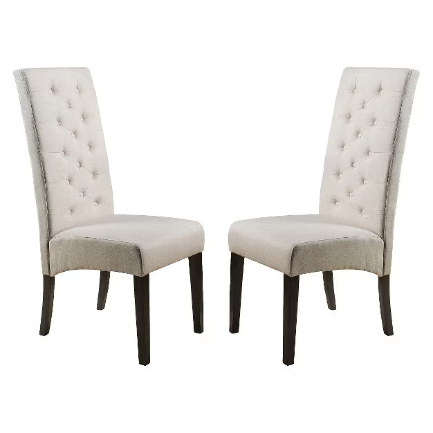 Set of 2 Linden Tall Back Natural Fabric Dining Chairs Natural - Christopher Knight Home | Target