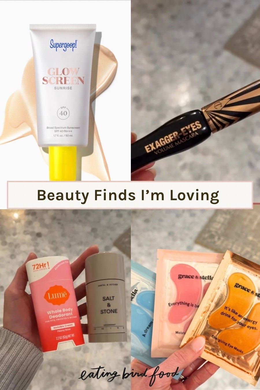 Beauty finds I’m loving! 

Supergoop | Women’s Deodorant | Eye Patches | Mascara 

#LTKFindsUnder50 #LTKFindsUnder100 #LTKBeauty