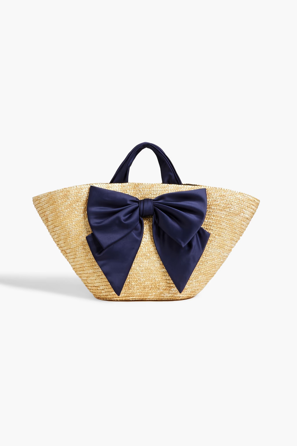 Navy Carlotta satin-trimmed bow-embellished straw tote | EUGENIA KIM | THE OUTNET | The Outnet (APAC)
