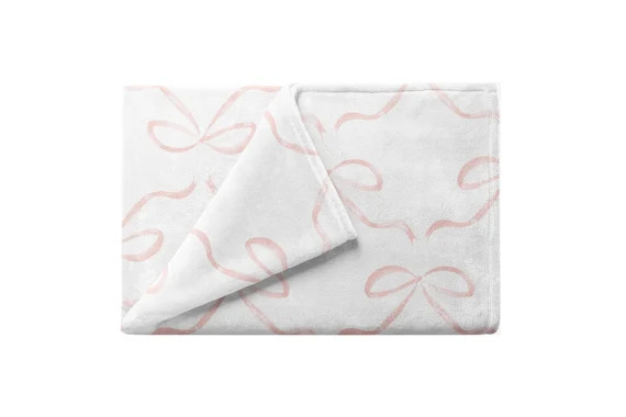 Baby Blanket in Pink Bow  Minky Sherpa  Nursery Decor  | Etsy | Etsy (US)