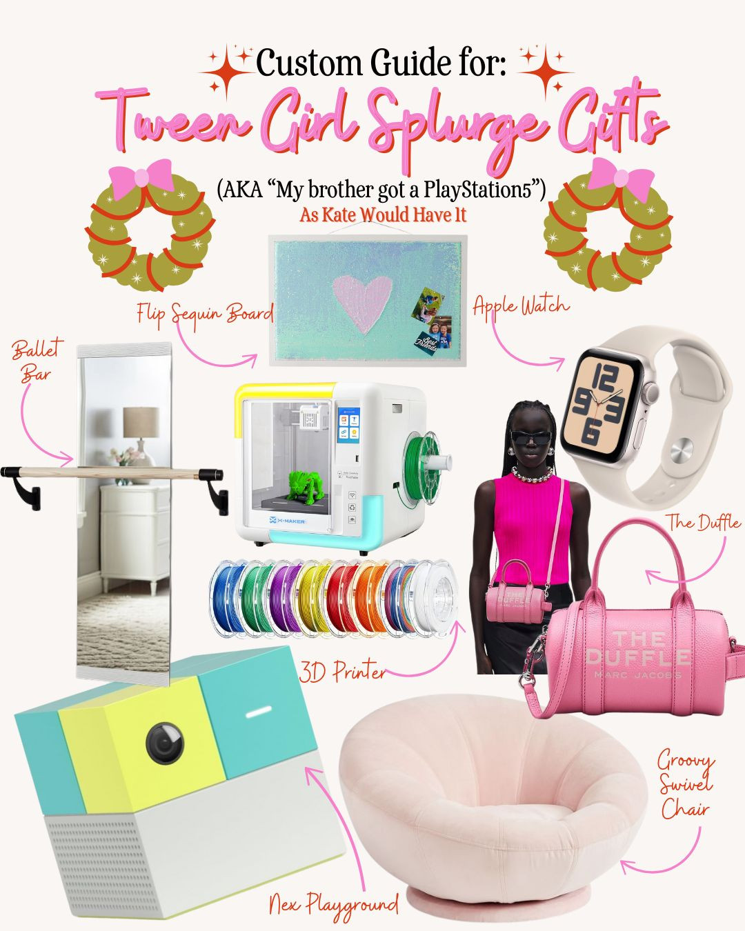 You asked for: "Expensive gifts for 9yo tween. Her brother got a PlayStation5". I know the struggle - trying to make sure everything is "even" between siblings. My suggestions? Her first designer bag (perfectly sized), the *viral* Nex Playground, cool room decor, the newest 3D printer, or a cool-girl smart watch (add cute bands so she can customize!). 

 #LTKCyberWeek #LTKGiftGuide #LTKHoliday