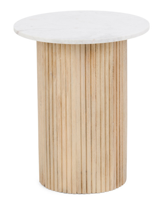 22in Marble Top Reeded Side Table | TJ Maxx
