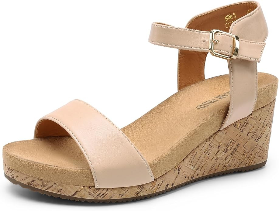 DREAM PAIRS Women's Open Toe Buckle Ankle Strap Platform Wedge Sandals | Amazon (US)