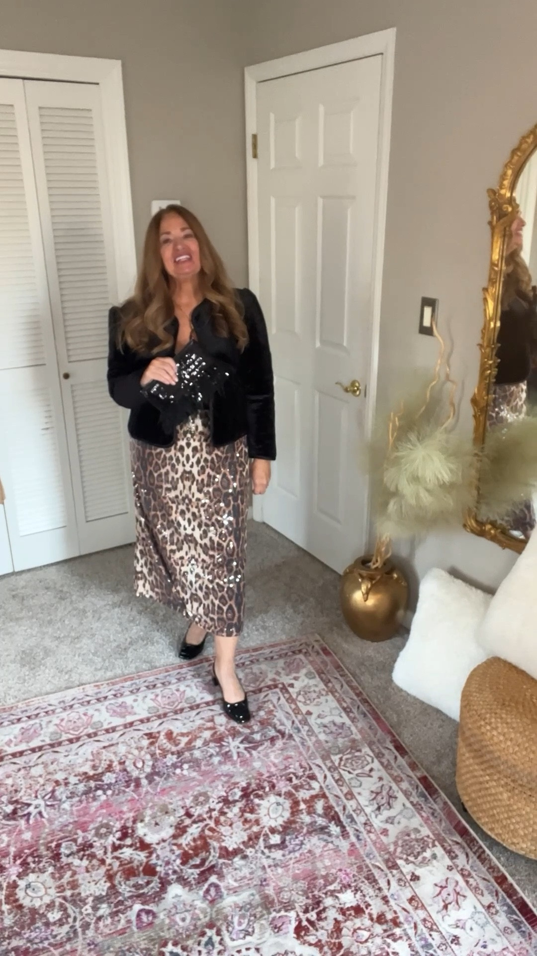 Sequin leopard midi skirt and Velvet cropped jacket for the Holidays and special occasions  

#LTKootd #LTKHoliday #LTKvlog