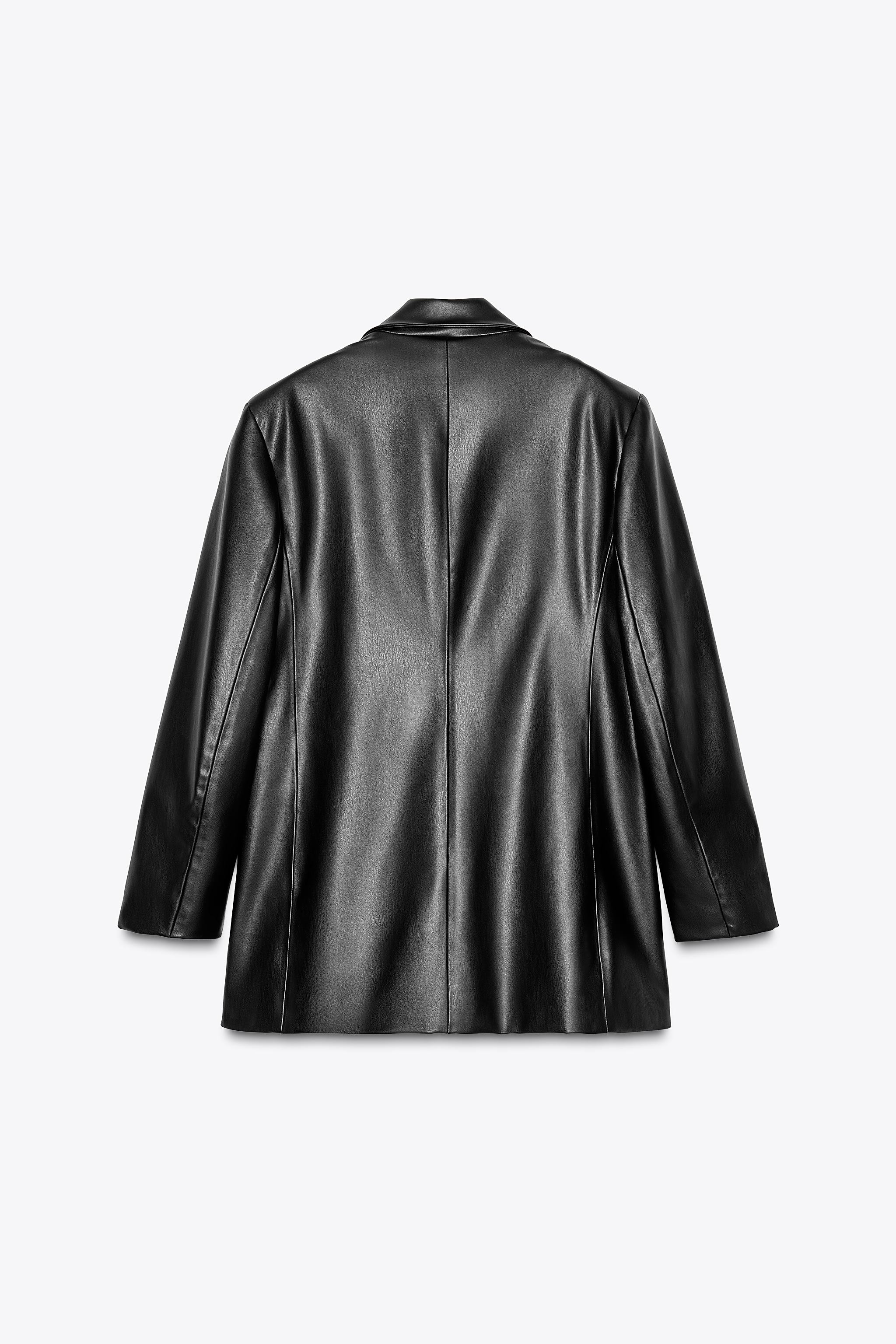 STRAIGHT FIT FAUX LEATHER BLAZER | Zara US