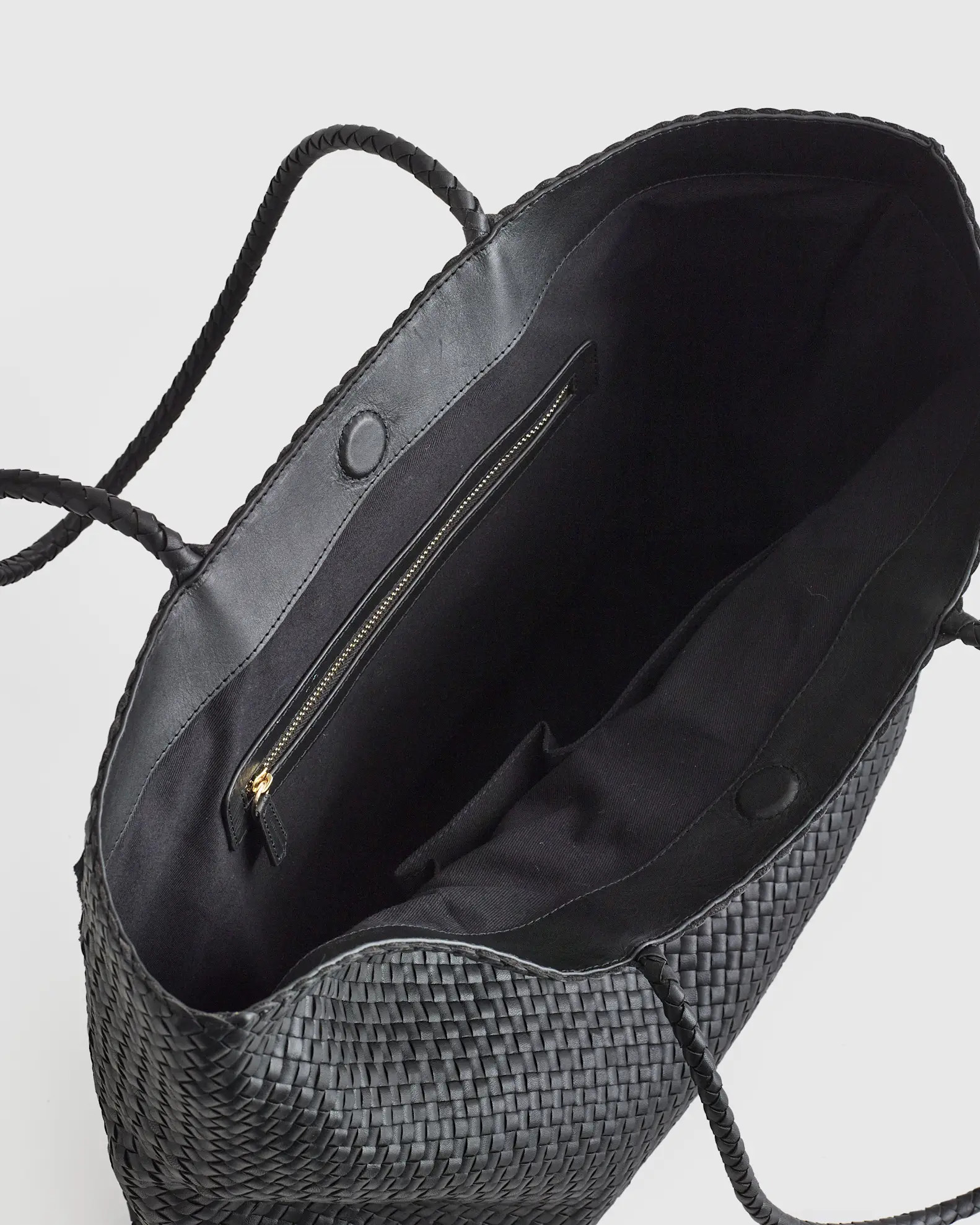 Italian Leather Handwoven Tote in Black | Quince