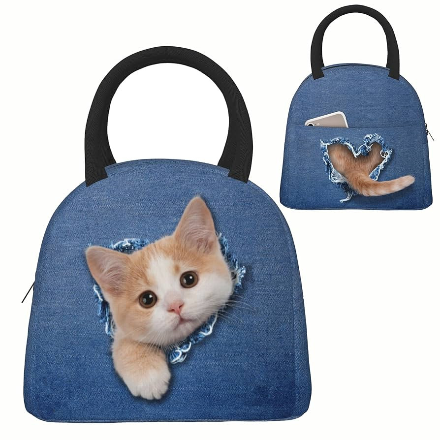 Cute Cat Lunch Bag Lunch Box for Women Men Boys Girls, Reusable Insulated Lunch Tote Bag, Leakpro... | Amazon (US)