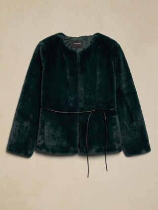 Faux Fur Tie-Waist Jacket | Banana Republic Factory