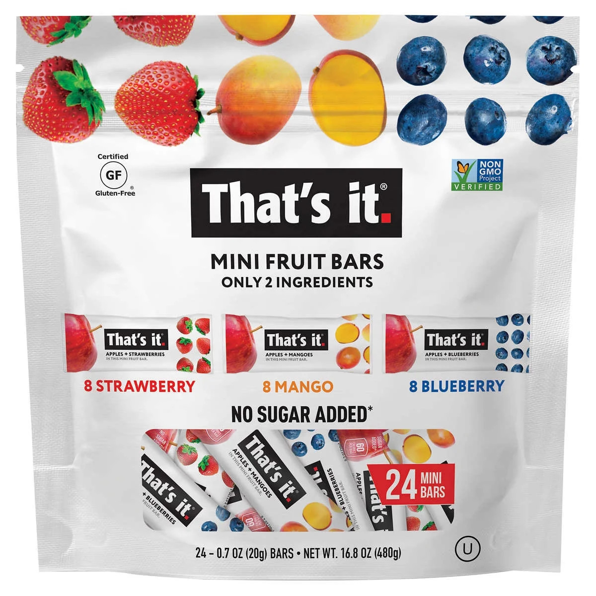 Thats It. Mini Fruit Bars Blueberry Strawberry and Mango Variety 24 Count | Walmart (US)