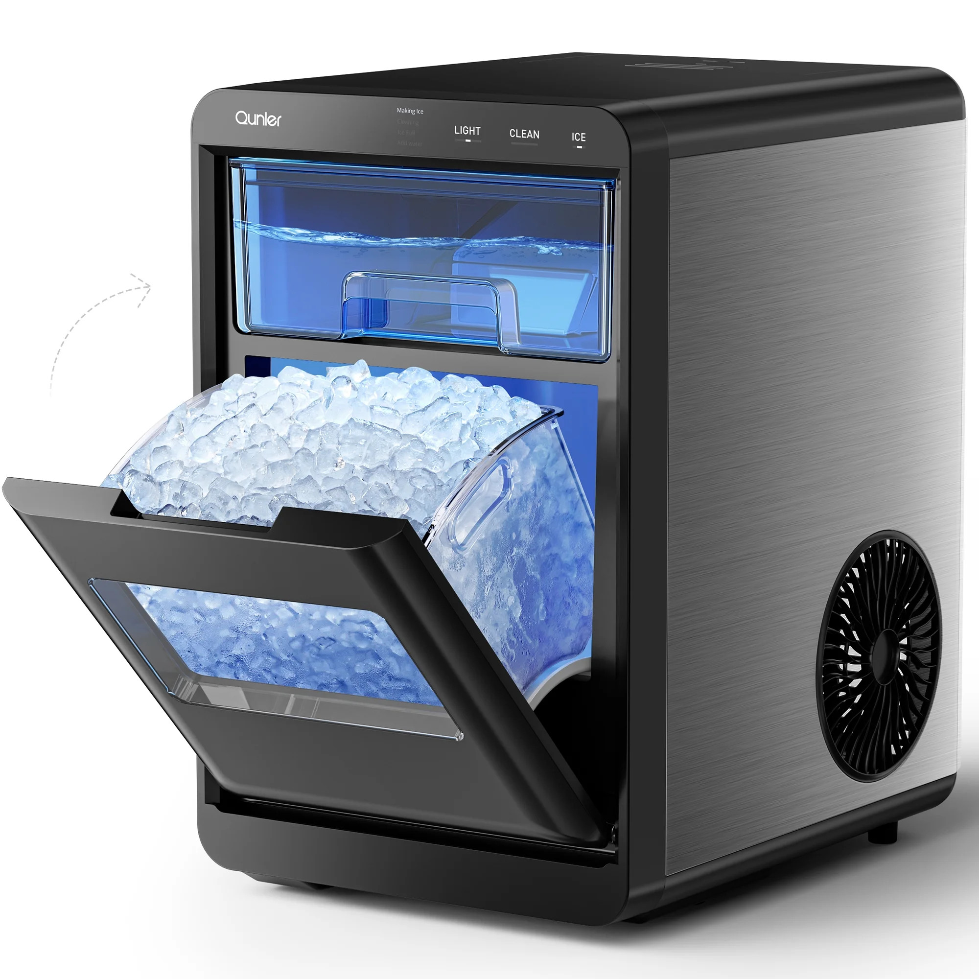 Qunler Nugget Ice Maker Countertop, 44lbs per Day Chewable Pebble Nugget Ice Machine with Touch S... | Walmart (US)