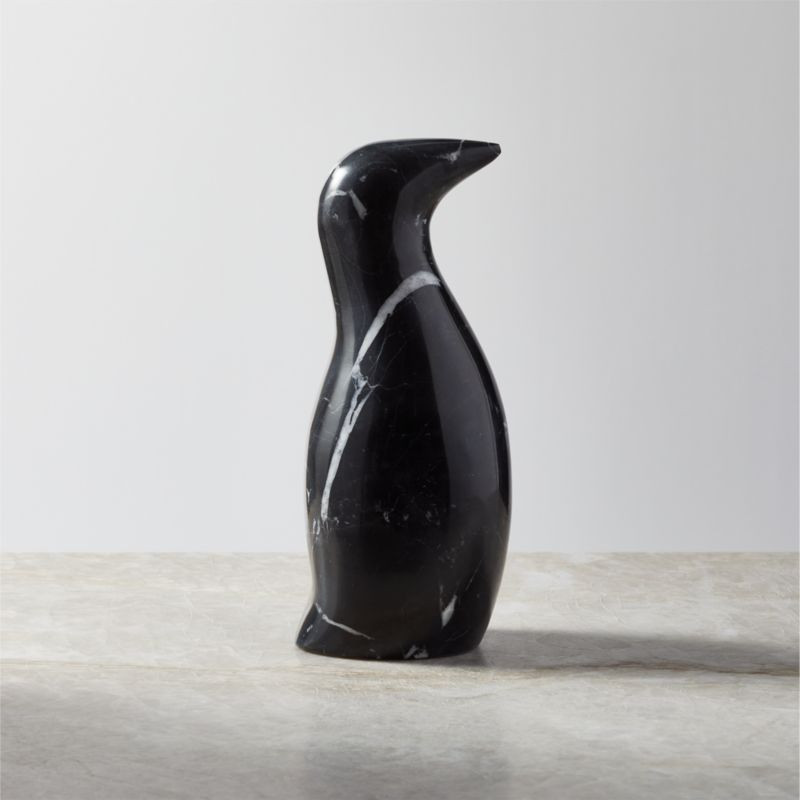 Large Modern Black Marble Penguin + Reviews | CB2 | CB2