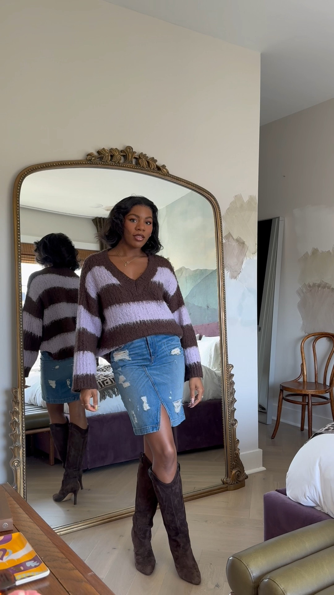 transitional ware 🤎 the denim skirt is an old thrifted find 

#LTKSeasonal