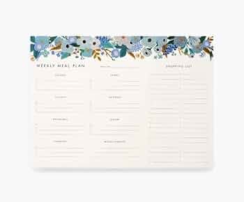 RIFLE PAPER CO. Garden Party Blue Weekly Meal Planner, 52 Tear-Off Pages with Shopping List, Prin... | Amazon (US)