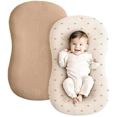 Konssy Muslin Baby Lounger Cover 2 Pack, 100% Cotton Newborn Lounger Cover, Soft and Breathable B... | Amazon (US)