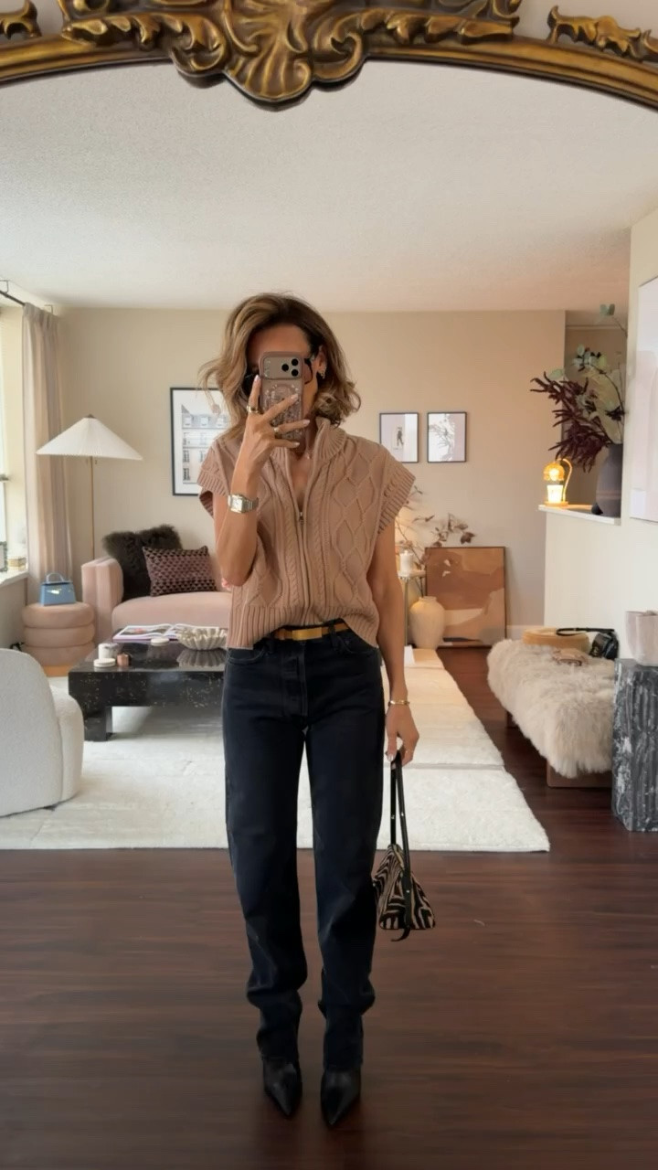 Wearing the prettiest little cable knit vest and it’s included on the friends and family sale with code FRIEND for 30% off! My jeans are a little long so I may chop them but the fit is great

#LTKootd #LTKSeasonal #LTKOver40