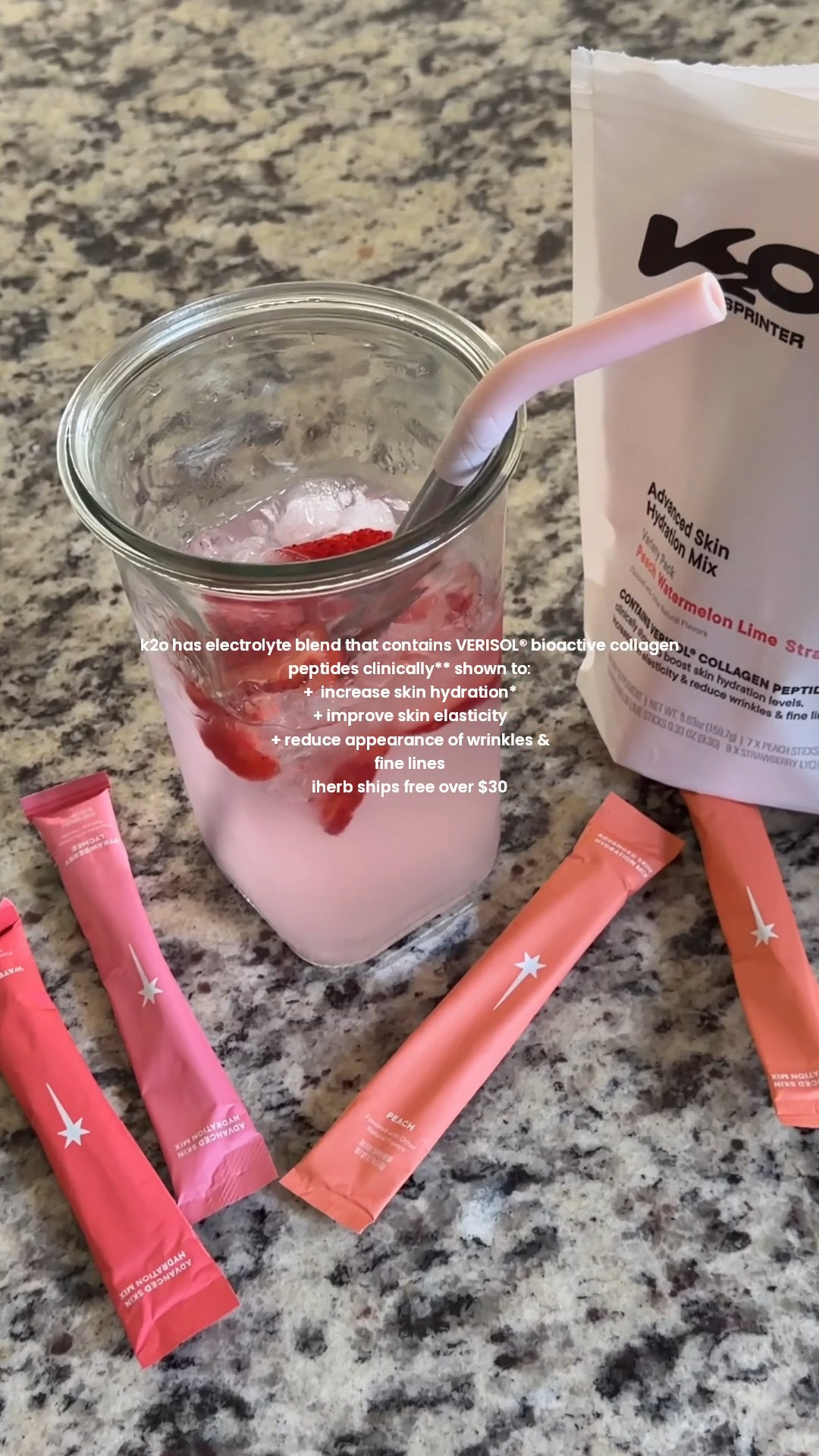 Use code KIRA for all iHerb faves! 
k2o has electrolyte blend that contains VERISOL® bioactive collagen
peptides clinically** shown to:
+  increase skin hydration*
+ improve skin elasticity
+ reduce appearance of wrinkles &
fine lines
iherb ships free over $30
 #ad @iherb

#LTKActive #LTKfitnessgoals #LTKselfcare