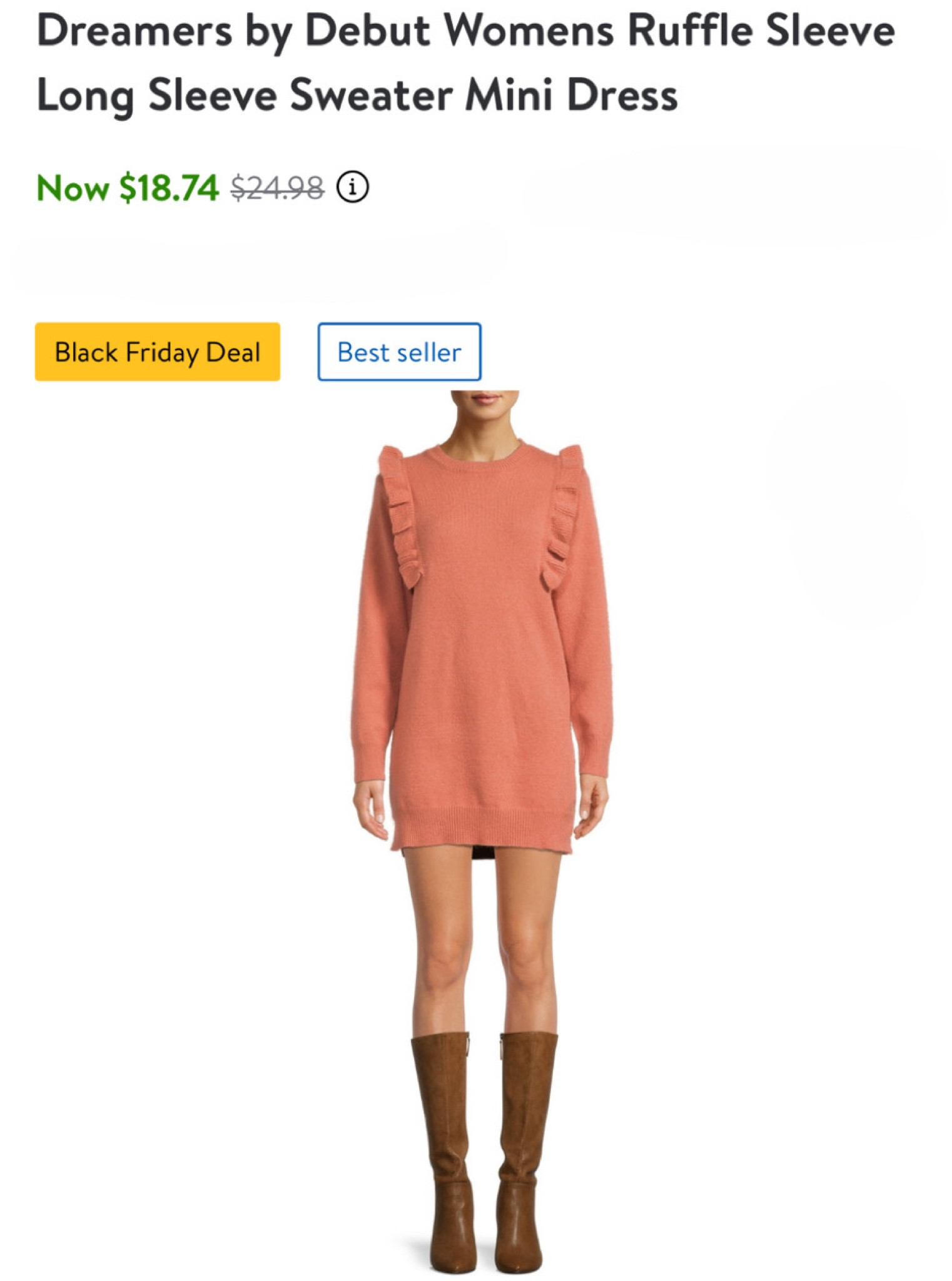 Walmart Deals: Ruffle Sleeve Sweater Dress