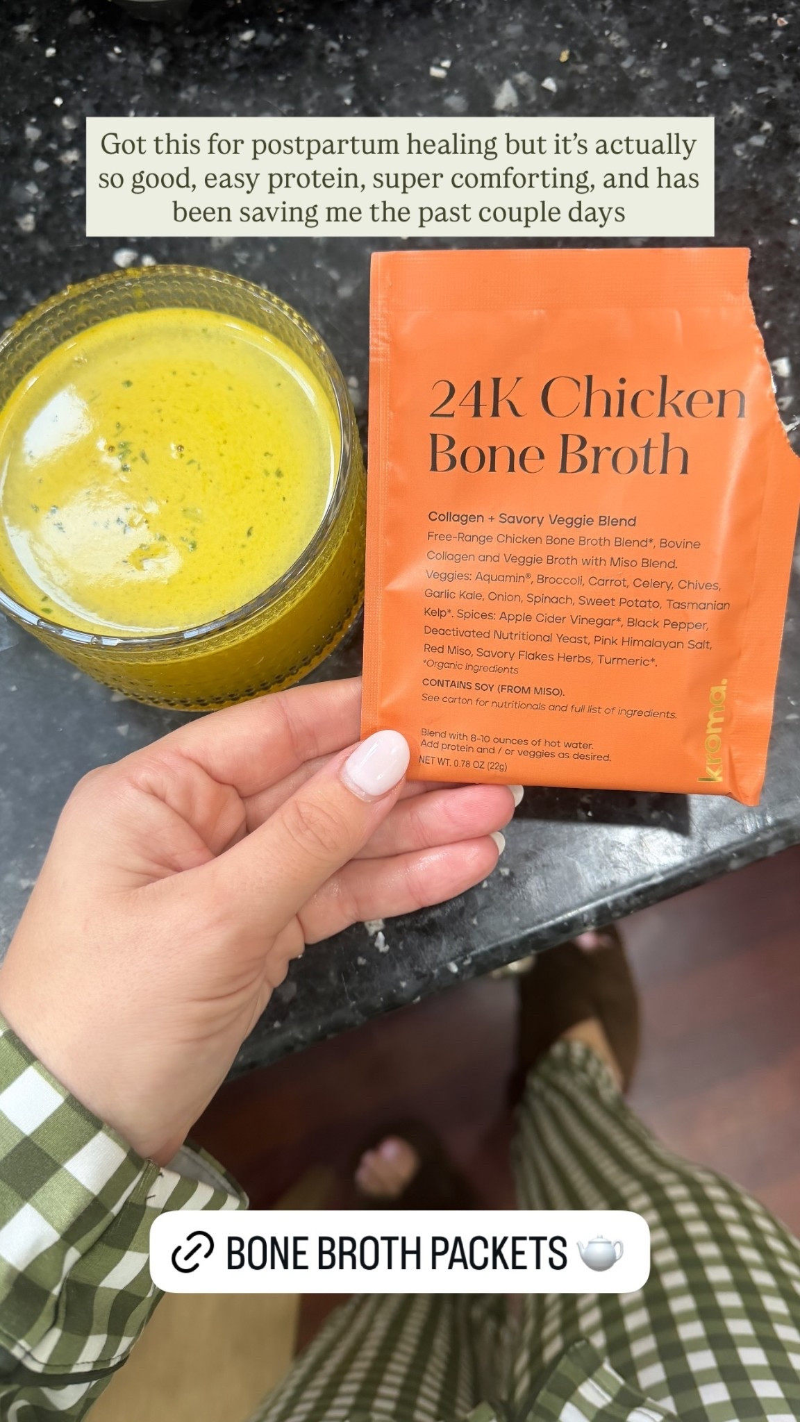 @kromawellness  Got this for postpartum healing but it’s actually so good, easy protein, super comforting, and has been saving me the past couple days